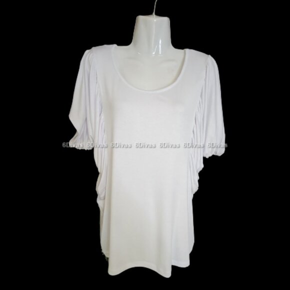 White Cotton Dolman Sleeve Top Sizes M/L, L/XL, XL/XXL - NWT - Picture 4 of 10